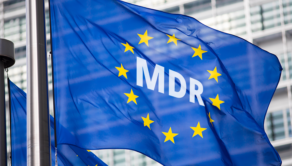 Illustration: EU Flag with MDR Medical Device Regulation